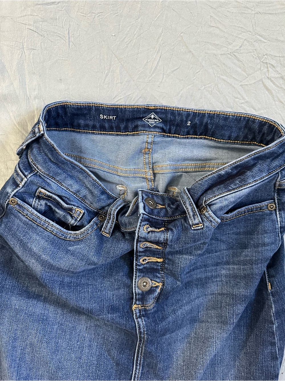 St. John's Bay Blue Denim Skirt with Contrast Stitching - Picture 3 of 4